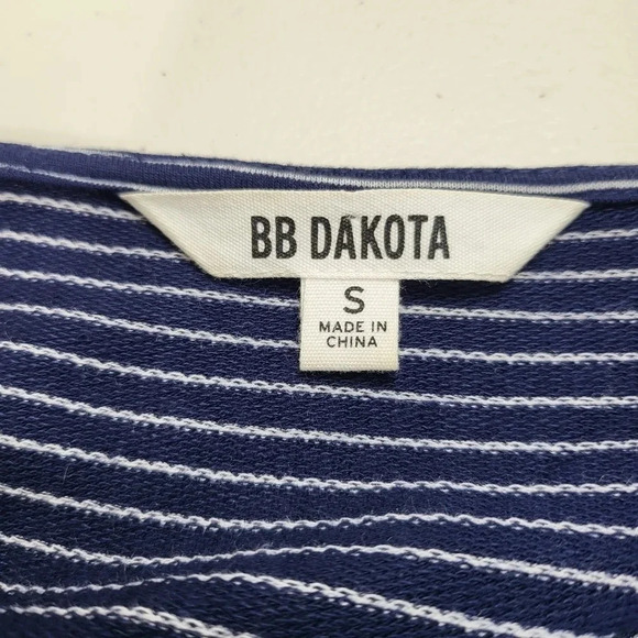BB Dakota Navy White/Cream Micro Striped Tunic Dress w/pockets Sz S - Picture 7 of 11
